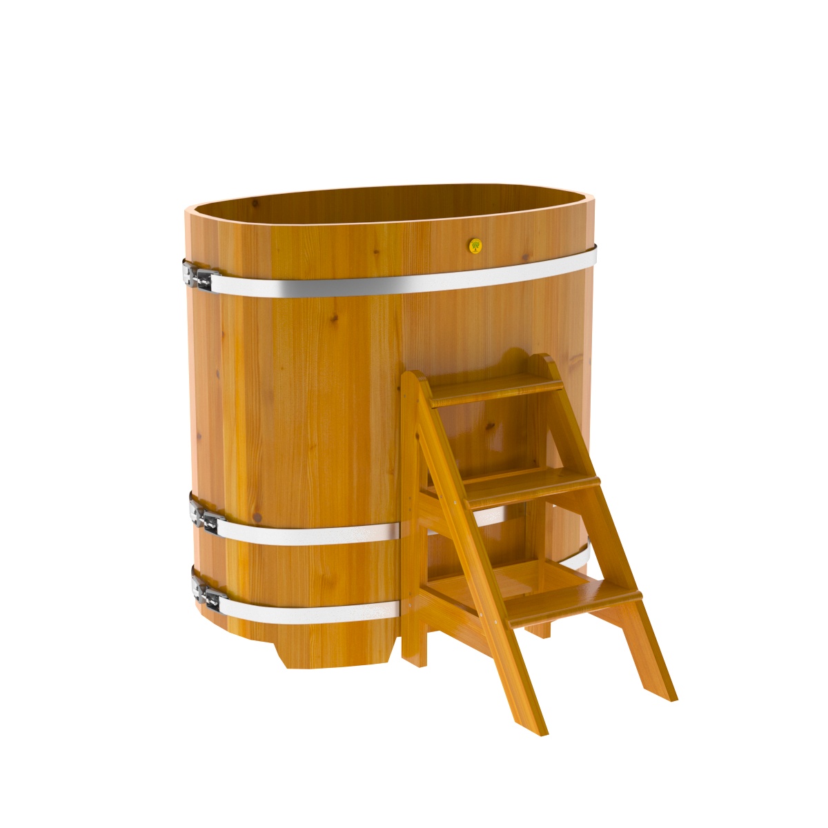 2260 Купель овальная из лиственницы Рустик 0,76х1,16х1,2 натуральная Alyarus  - Вид №1