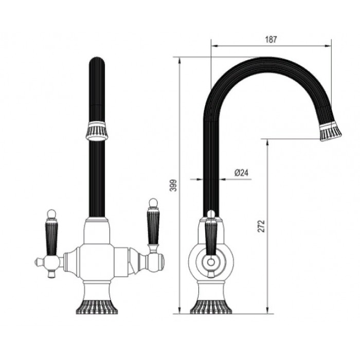 Zorg ZR-352-YF BR Смеситель для кухни Zorg 390х187  - Вид №2