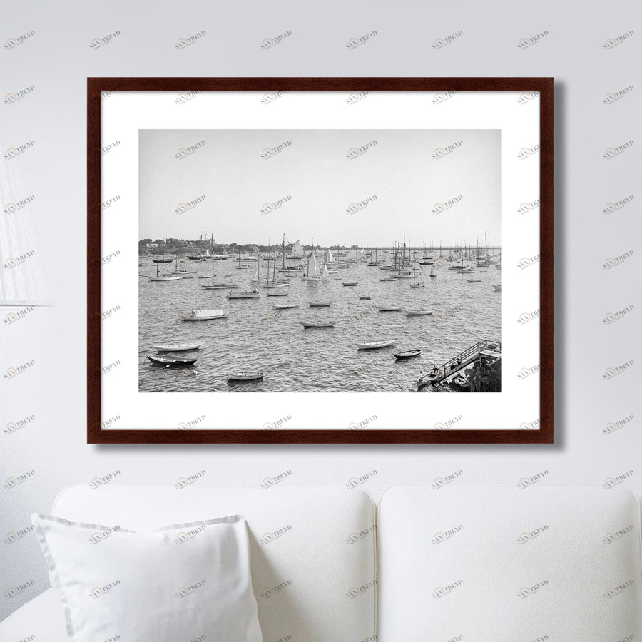 Картина черно-белая 80х100 см Marblehead Mariners, 1906г. КАРТИНЫ В КВАРТИРУ  00-3894704 Белый;черный 