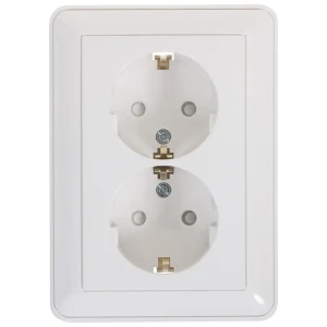 Двойная розетка SYSTEME ELECTRIC W59 с защитными шторками и заземлением 18799092