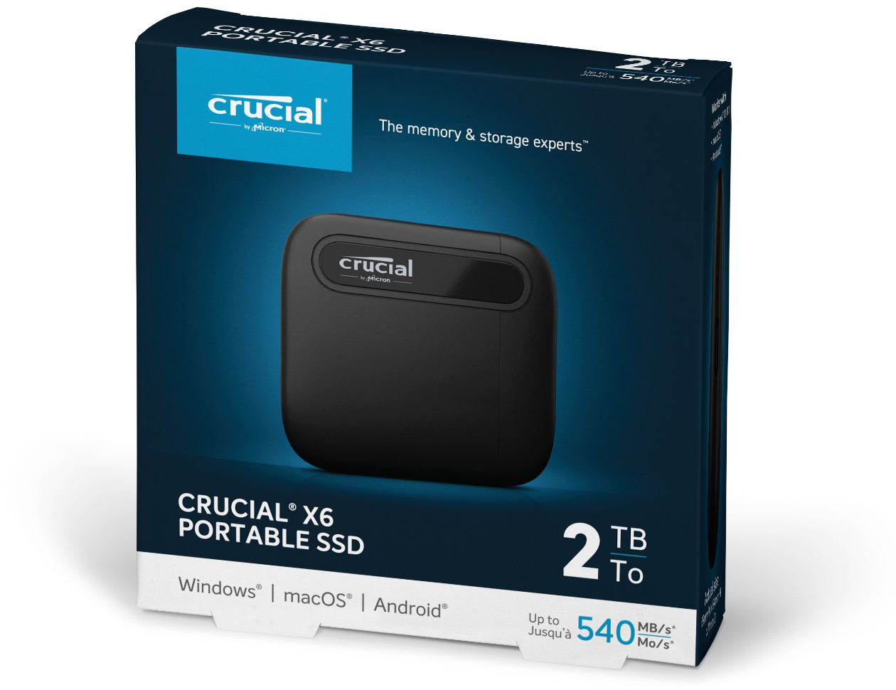 CT2000X6SSD9 2000gb x6 portable ssd, usb 3.1 gen-2 type-c, read speeds up to 540mb/s, black Crucial Santreyd  - Вид №4