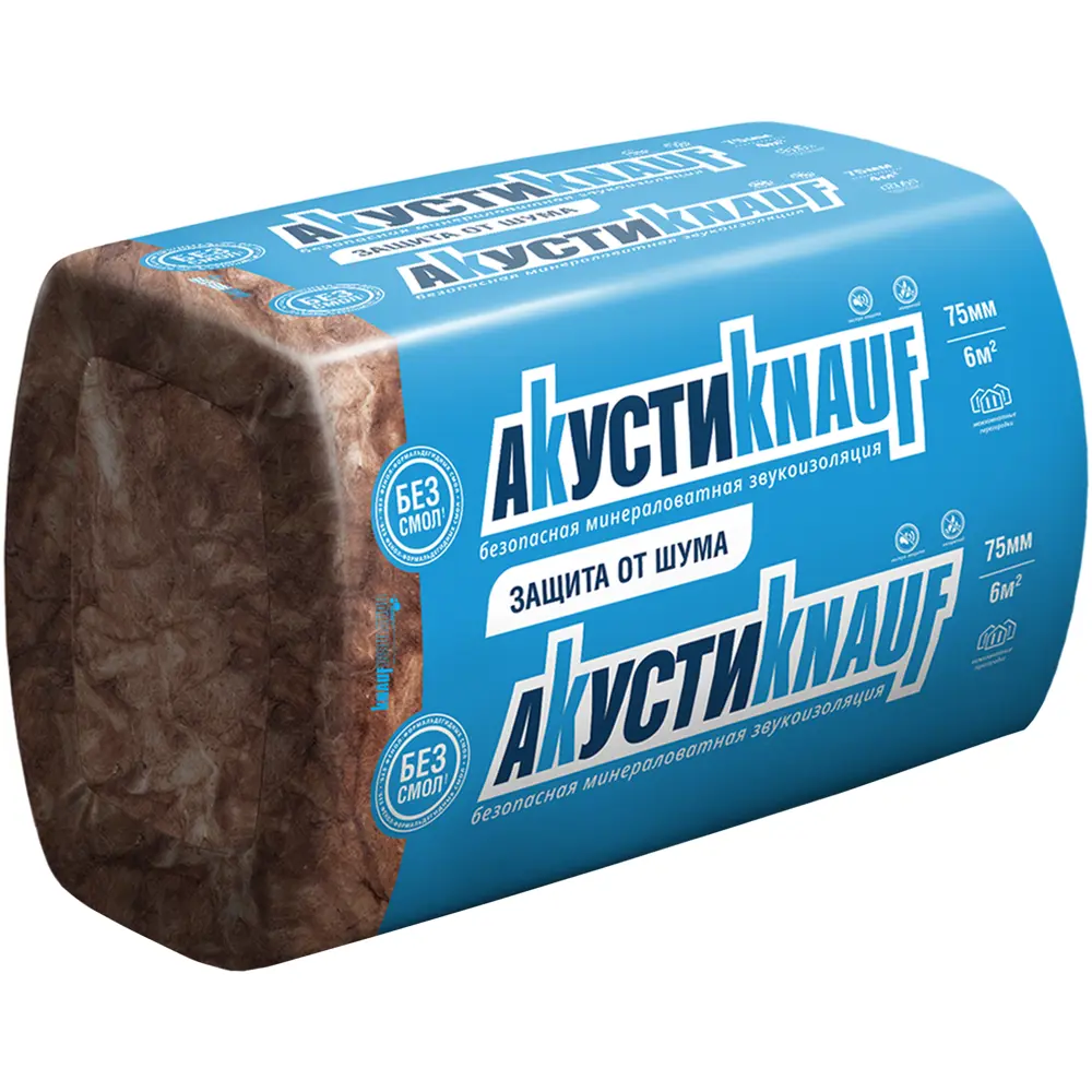 Звукоизоляция Knauf Insulation АкустиKnauf 75 мм 10 шт 610x1000 мм 6.1 м² STLM-2030820 - Вид №1
