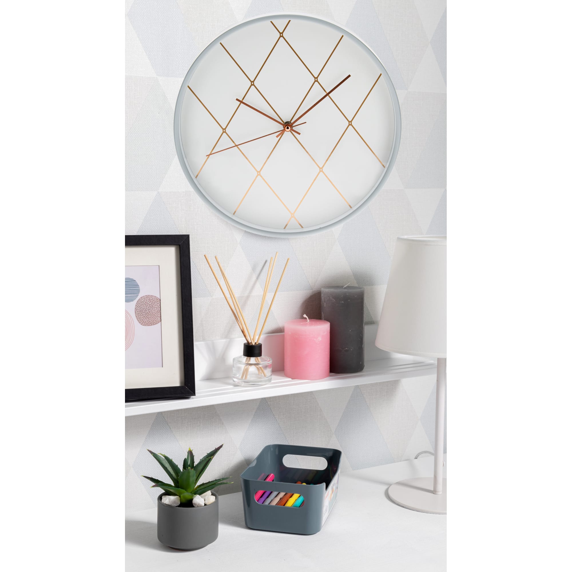 82481036 Часы настенные « в белом» 30 см Ромбы Santreyd  - Вид №5