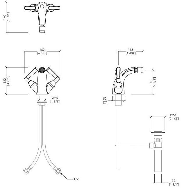 Devon&Devon Смеситель для биде на одно отверстие на террасе Manhattan Mnh420nk - Вид №1