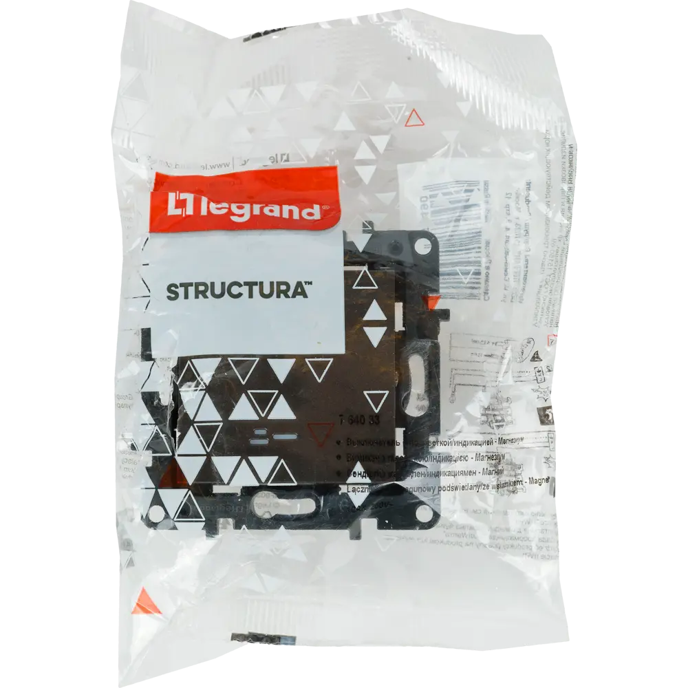 Выключатель одноклавишный с подсветкой/индикацией - Legrand Structura - 10А 250В безвинтовые зажимы - магнезиум STLM-2082306 - Вид №6
