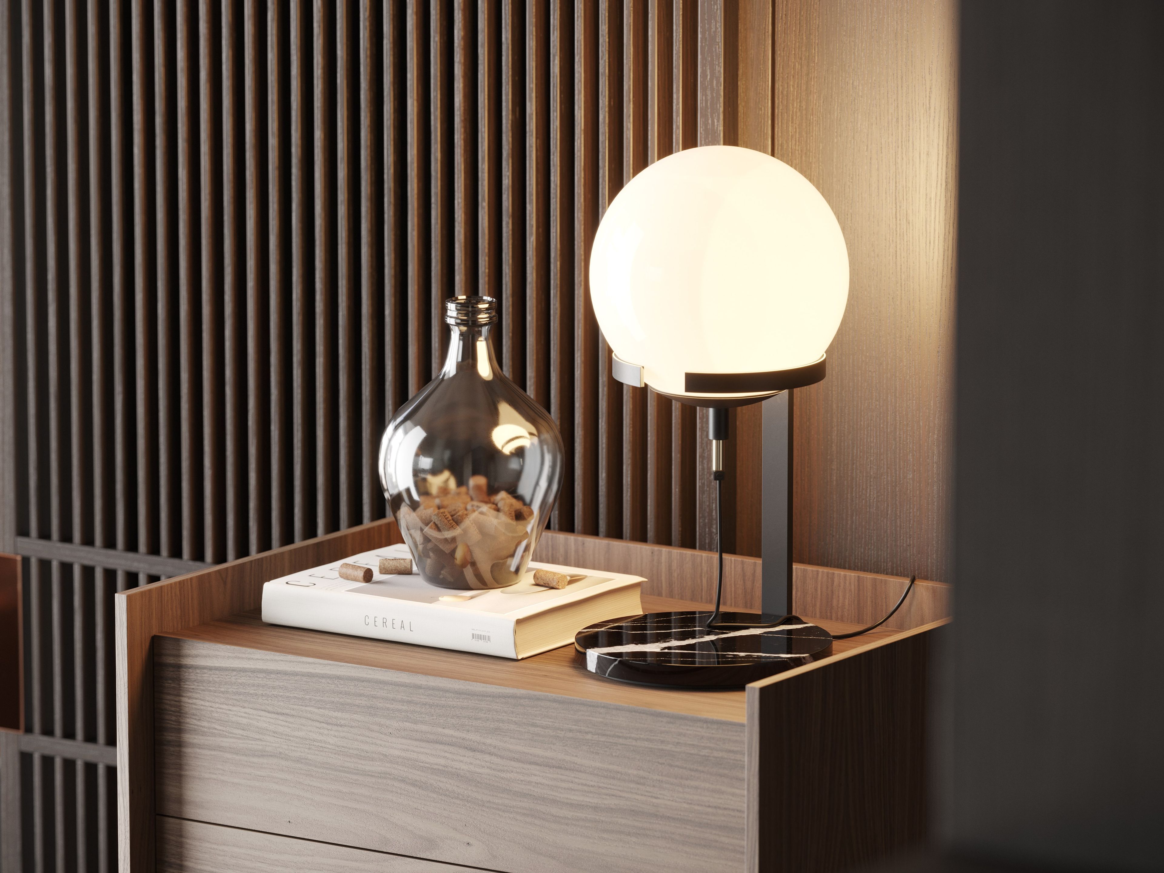 Настольная лампа из нержавеющей стали и стекла Laskasas Clarke ARCH-00125895 - Вид №6