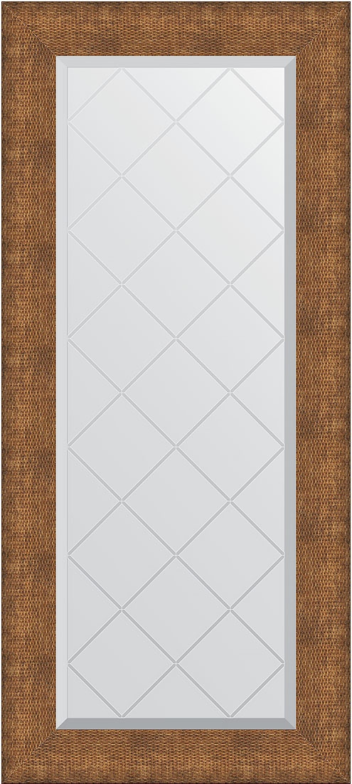 BY 4554 Зеркало с гравировкой в багетной раме - медная кольчуга 88 mm EVOFORM Exclusive-G