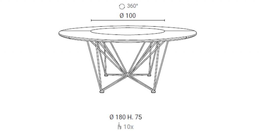 Ozzio Italia Круглый стол из стали и дерева с ленивой сьюзан  T249  - Вид №5