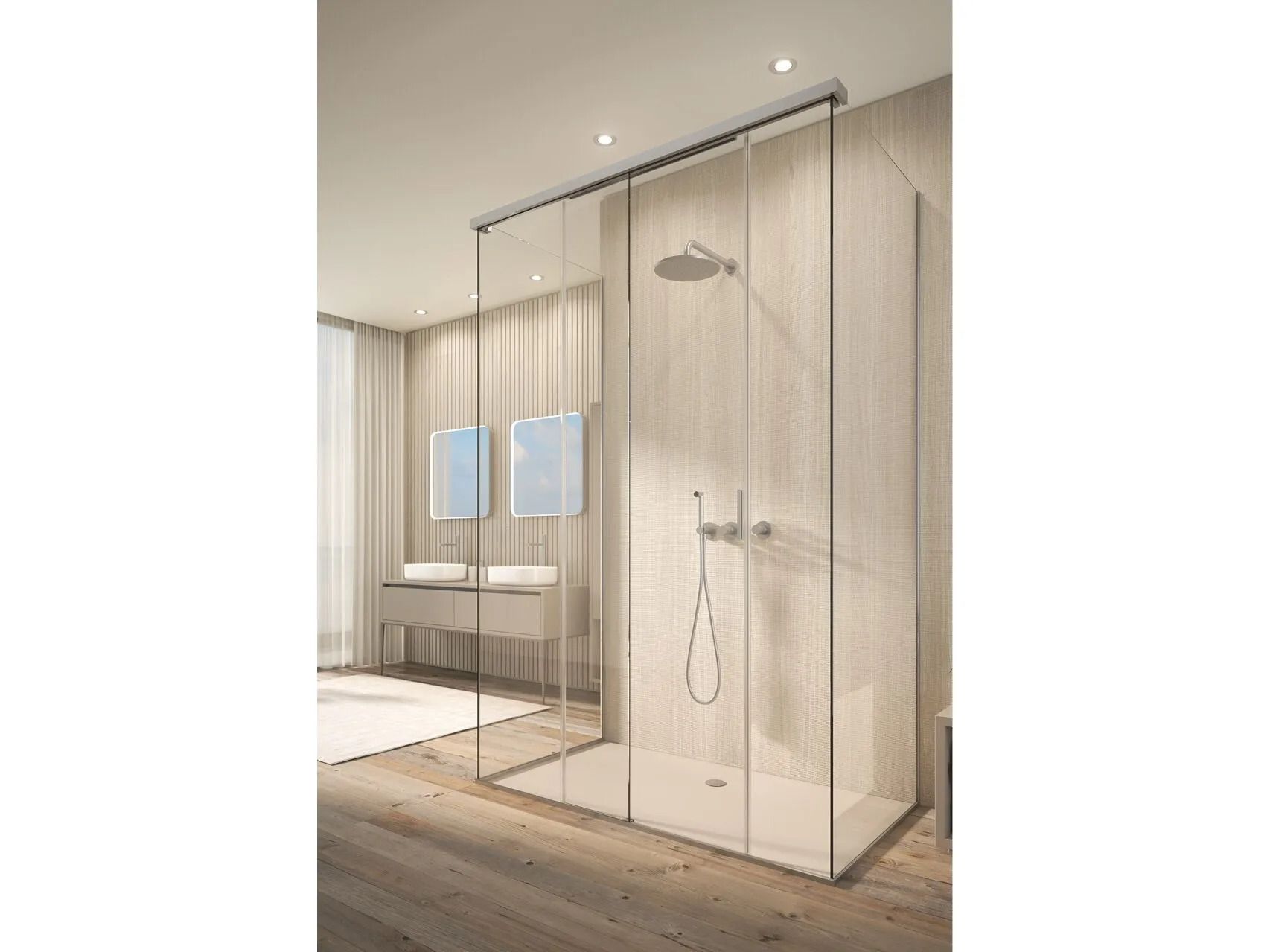 Прямоугольная стеклянная душевая кабина с раздвижной дверью Saint-Gobain - Logli Капля35 ARCH-00107415 - Вид №1