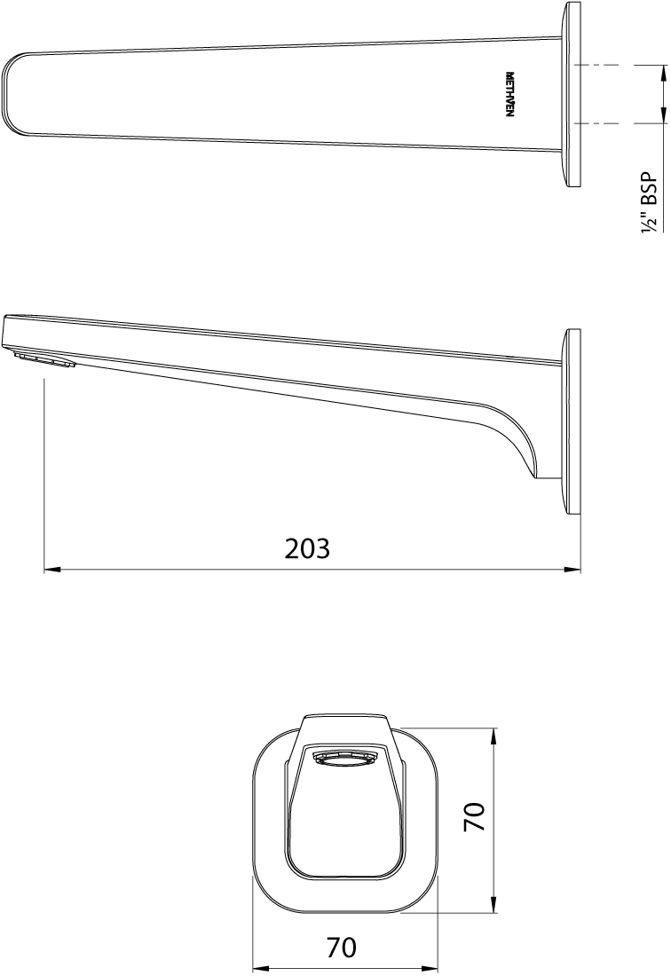 WASPW200BK Настенный излив для ванны Waipori Methven Черный  - Вид №1