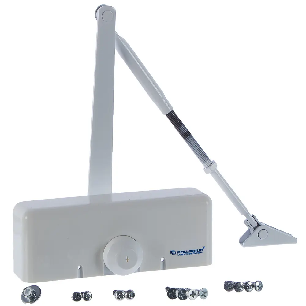 Доводчик дверной 1060 максимальная нагрузка 60 кг цвет белый PALLADIUM STLM-2092131 - Вид №1