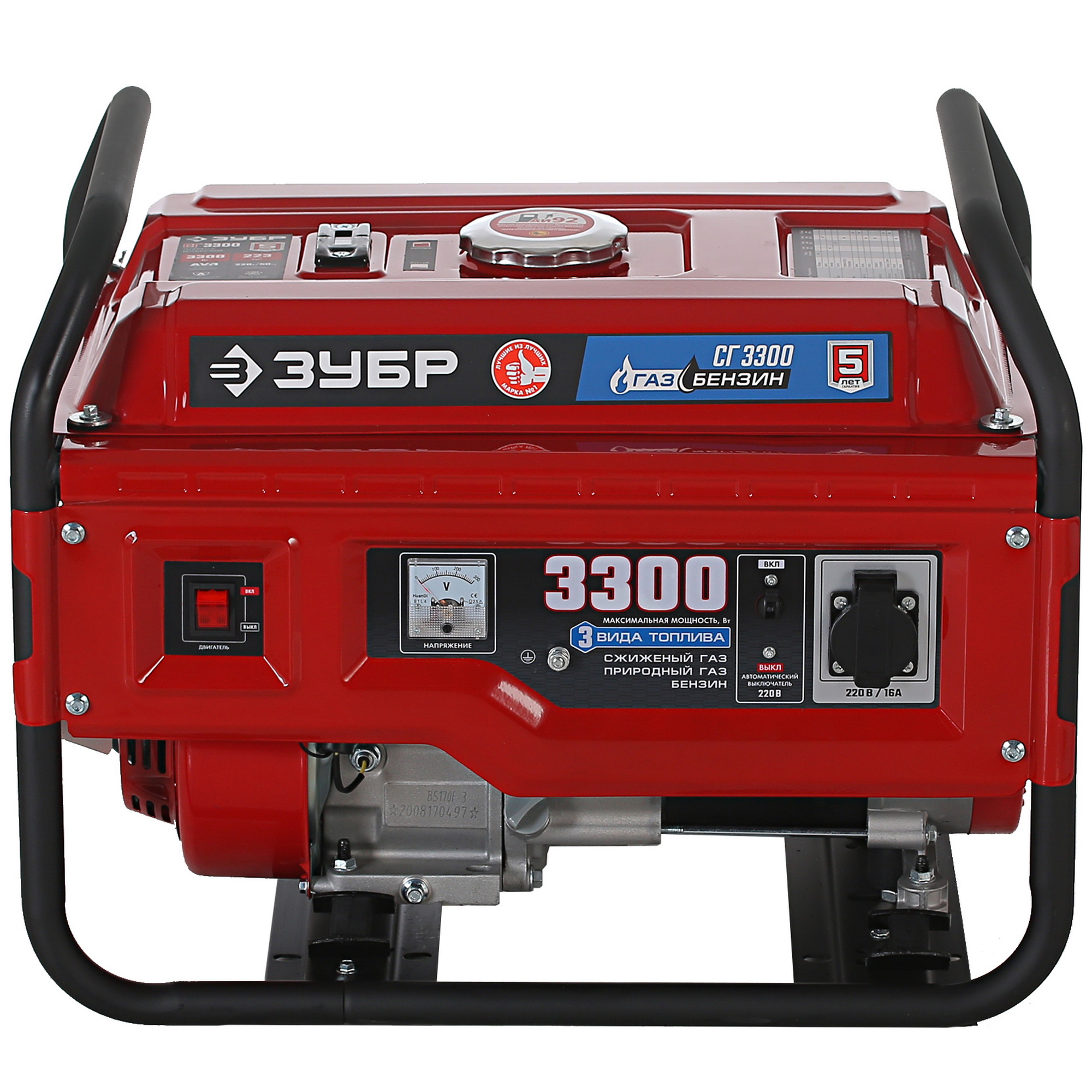 Электрогенератор бензиново-газовый   Зубр СГ-3300 5307666 STDN-0133872 - Вид №1