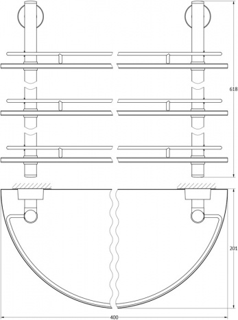 082 Полка полукруглая с ограничителем 40 см тройная NОS FBS Nostalgy - Вид №1