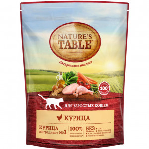 ПР0044847 Корм для кошек NATURE"S TABLE Курица сух. 650г NATURE'S TABLE