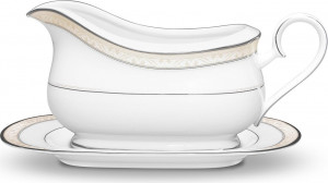 54836 Noritake Соусник с подставкой Noritake "Монтвейл, платиновый кант" 300мл Фарфор костяной