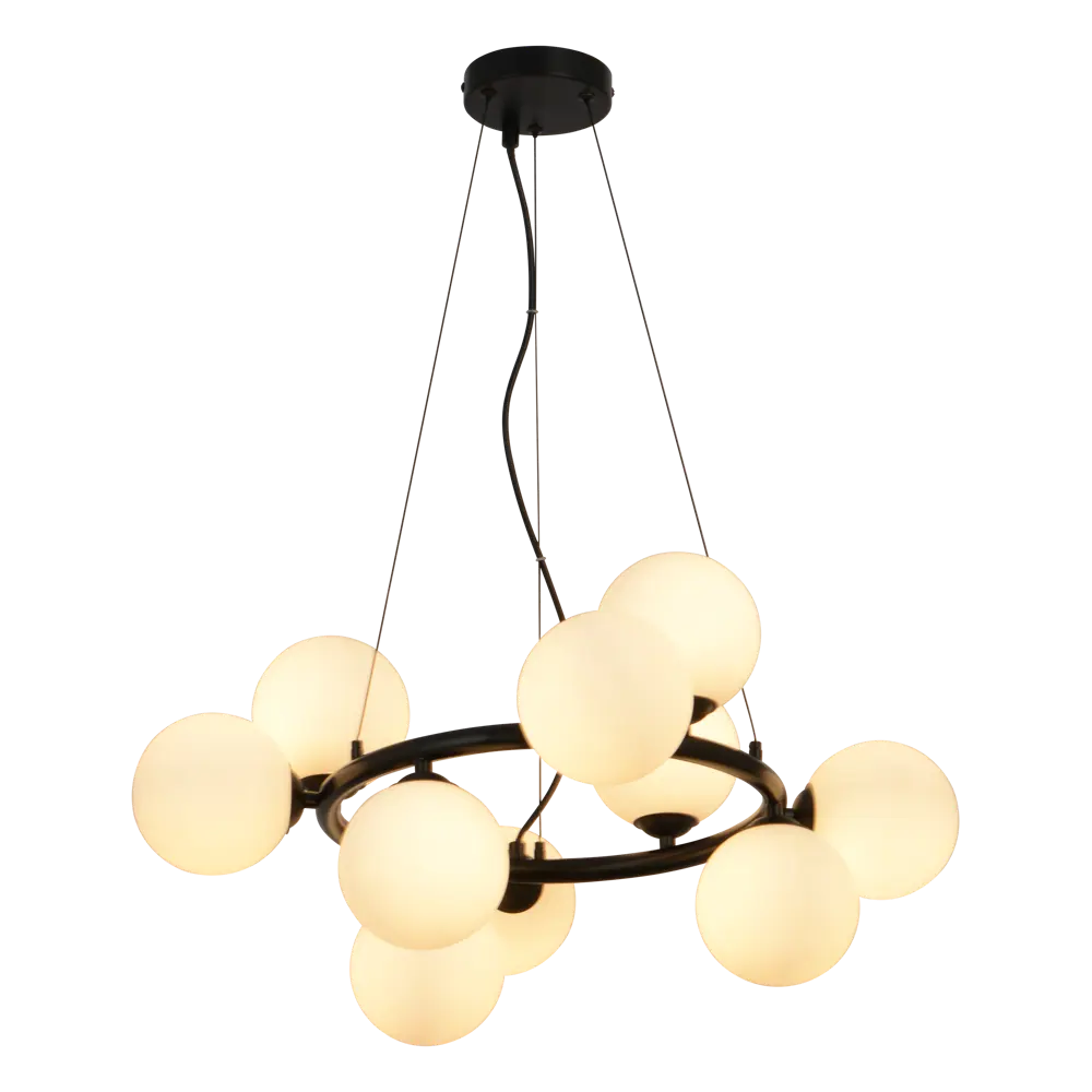 Люстра подвесная Galana 10 ламп 25 м² цвет черный/белый KREAFORTA STLM-2048299 - Вид №1