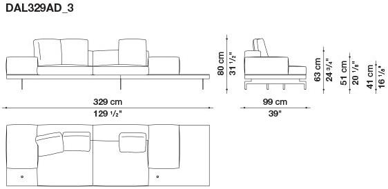 B&B Italia 3-х местный тканевый диван с шезлонгом Dock sun-id-1355318 - Вид №17