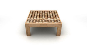 Квадратный низкий журнальный столик из массива дерева