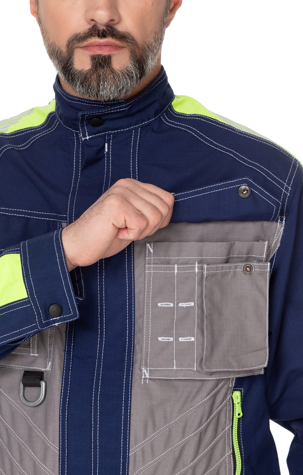 68842 Костюм "Прогресс" темно-синий с серым лимон  Летняя спецодежда  размер 48-50/170-176  - Вид №19