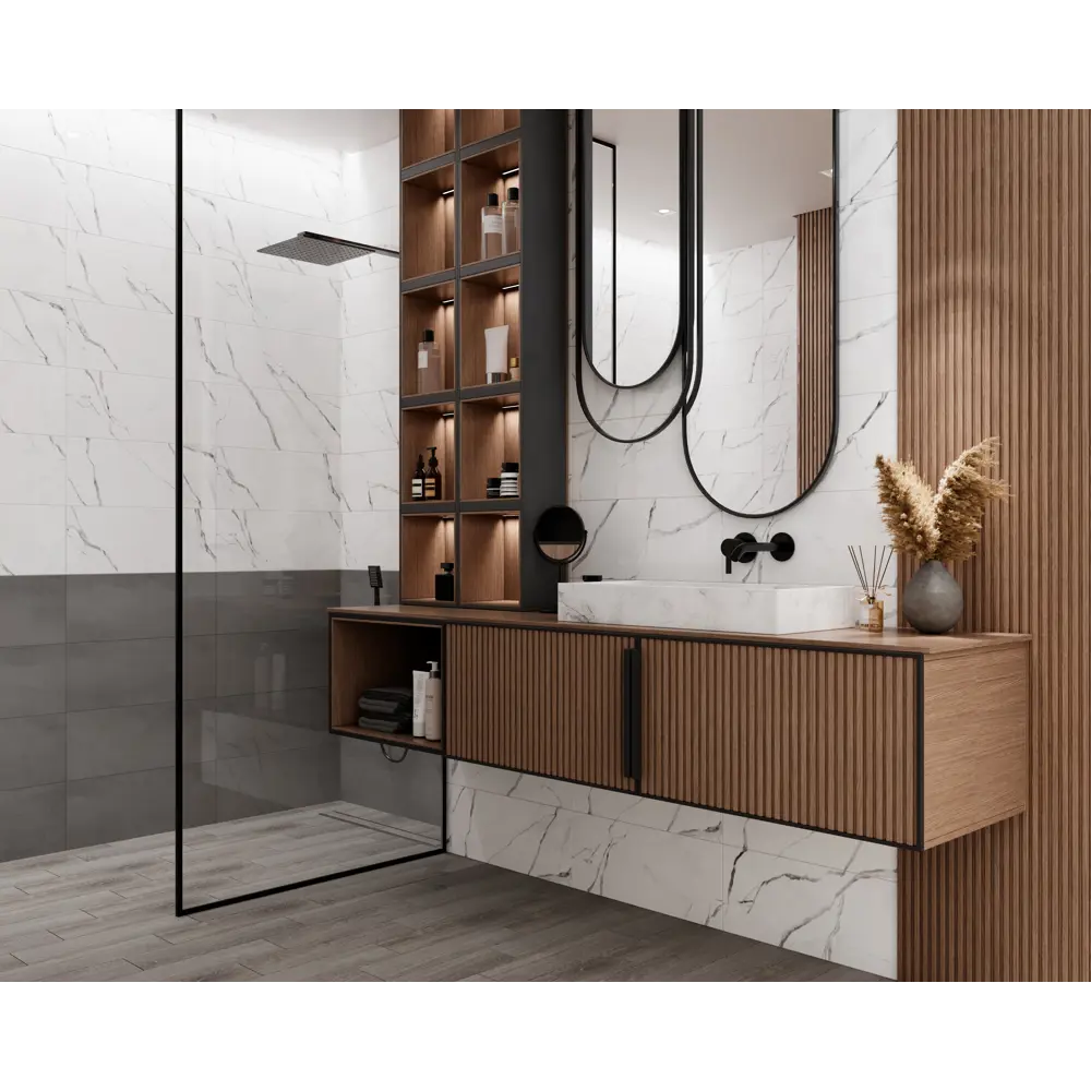 Плитка настенная Gracia Ceramica Tudor 01 25x60 см 1.2 м² глянцевая цвет белый/темно-серый мрамор 86745655 STLM-2070922 - Вид №4