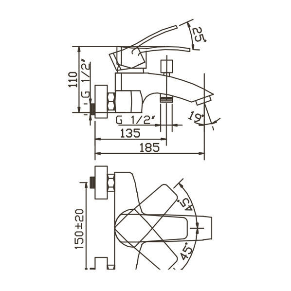 40-05P Delta  Смеситель для ванны  ARGO kran  - Вид №1