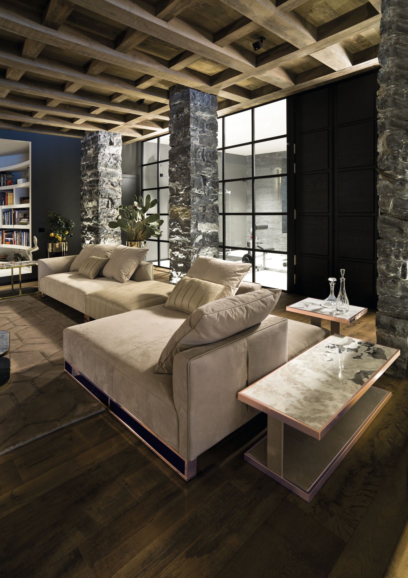 Модульный кожаный диван с полуостровом Longhi Loveluxe 2018-Illusion collection ARCH-00066542 - Вид №1