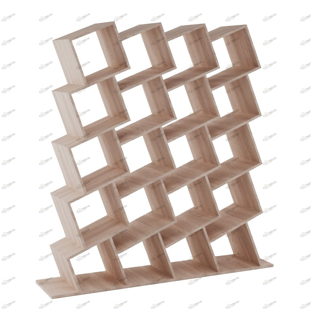 Стеллаж деревянный дизайнерский широкий беленый дуб "Матрица на 4" от Odingeniy ODINGENIY СТЕЛЛАЖИ "МАТРИЦА" 178440 Бежевый 