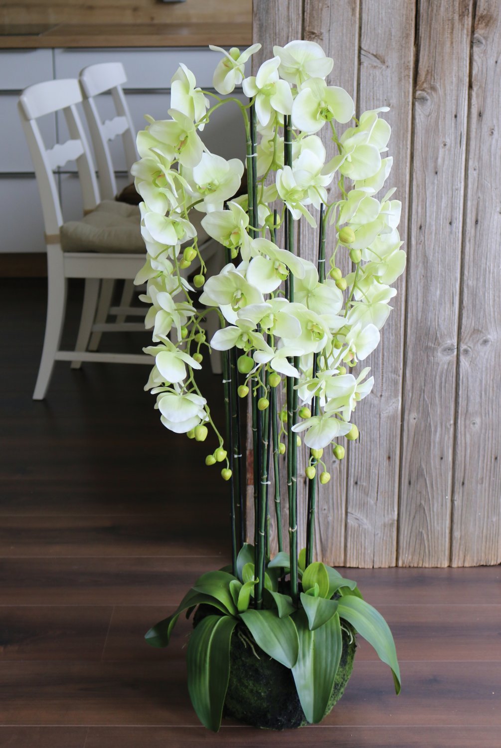 2860 788 a3 Искусственная орхидея Phalaenopsis с 'почвой', 9-кратная, 120 см, real touch, бежево-зеленая H-andreas  - Вид №6