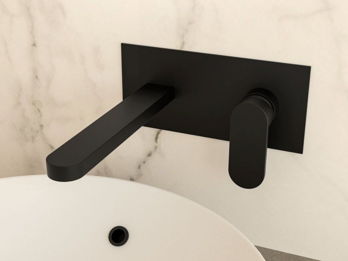 Настенный смеситель для раковины с пластиной Ercos Versilia Nero ARCH-00037740 - Вид №5