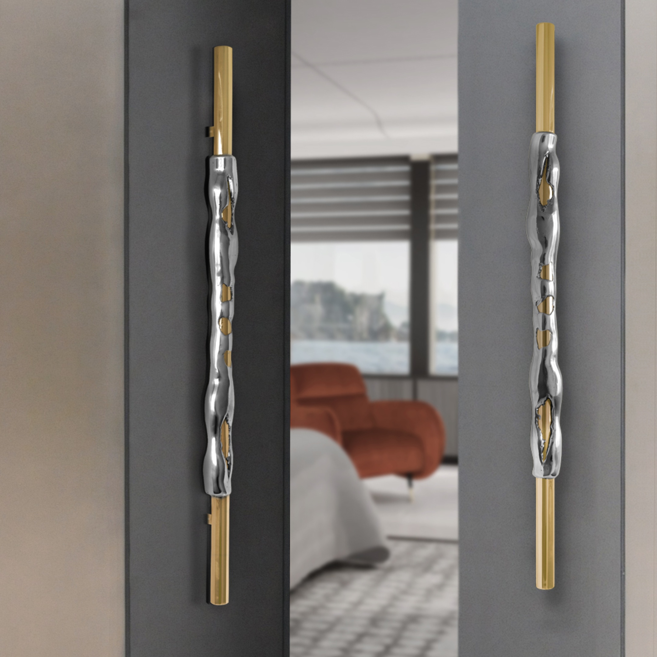 CM3031 PullCast Дверные тяги ROMAN Полированная латунь и полированный алюминий  - Вид №4