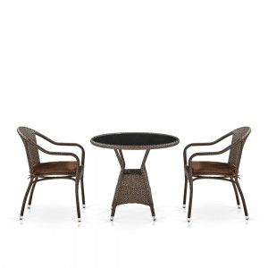T707ANS/Y480A-W53 2PCS Brown Комплект плетеной мебели T707ANS/Y480A-W53 Brown 2Pcs Afina