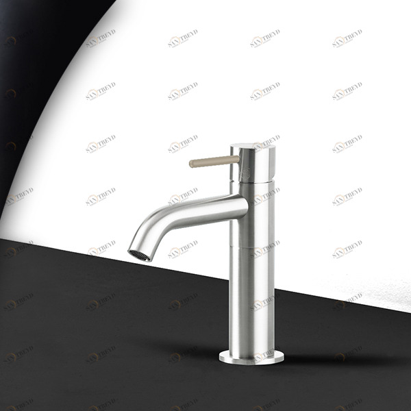 Смеситель для раковины сталь глянцевая с бежевой ручкой Toki Radomonte TKS1LCIL18