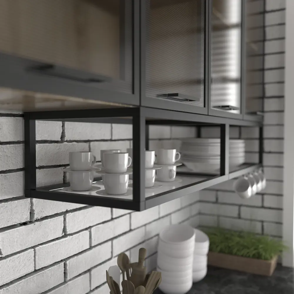 Полка-каркас для кухни 35х35х60 см, алюминий/стекло DELINIA STLM-2097382 - Вид №4