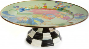 10654511 Mackenzie-Childs Блюдо сервировочное на подставке 40см (зеленое) Flower Market Сталь