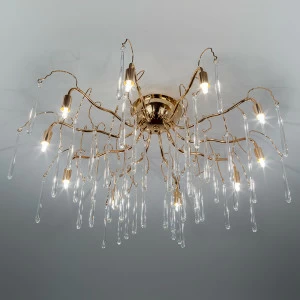 Светильник потолочный со стеклянными подвесками золото Frezia Light 120148 FREZIA LIGHT ДИЗАЙНЕРСКИЕ 00-3953645 Золото;прозрачный