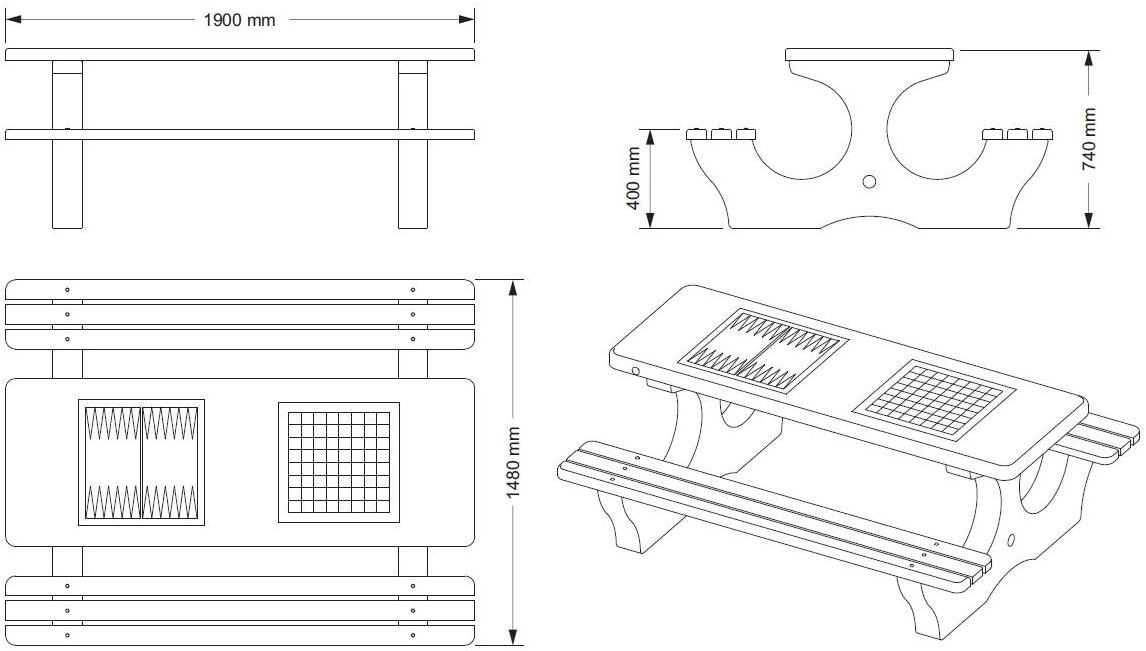 ENCHO ENCHEV - ETE Бетонный стол для общественных мест / игровой стол  115  - Вид №5