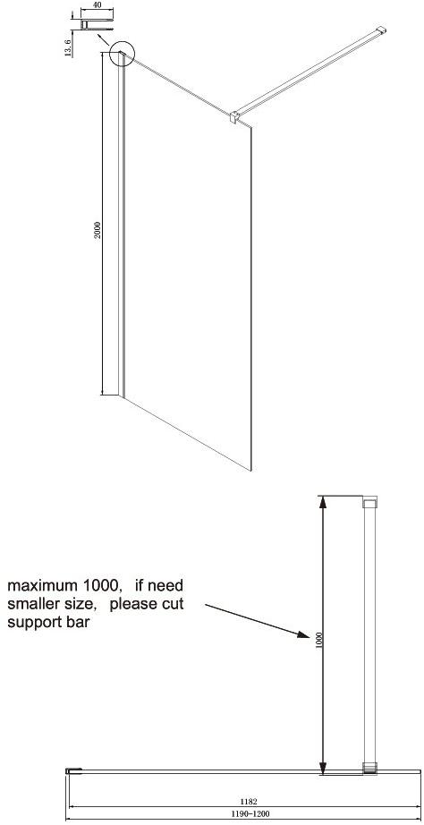 Душевая перегородка Ambassador Waik-in 15031112 (1200x2000), 1 место Walk-in - Вид №7