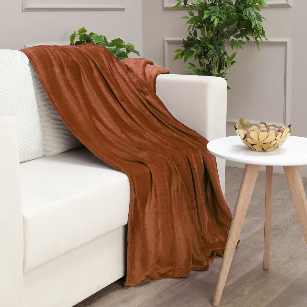 Плед Flandria 200x220 см микрофибра цвет светло-терракотовый Santreyd STLM-2137528 - Вид №5