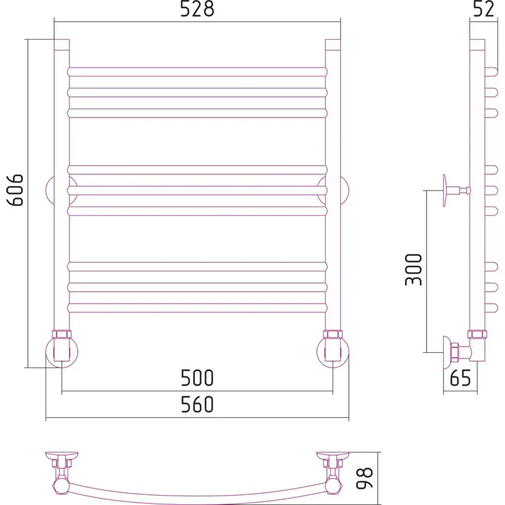 СУНЕРЖА Водяной полотенцесушитель хром для ванной с антикоррозийной защитой 17156079 STLM-0007598 - Вид №1