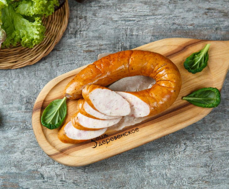 7320 Колбаса Деревенская куриная п/к кольцо Вкусляндия 