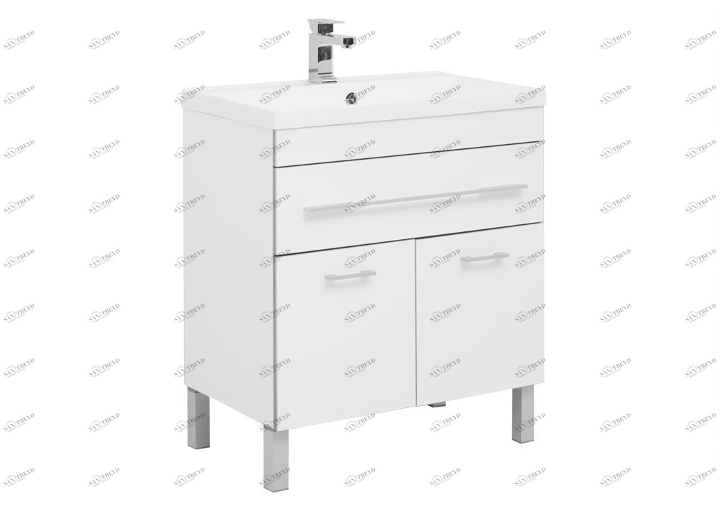 Тумба с раковиной Aquanet Верона NEW 75 белый (напольная 1 ящик 2 дверцы) 0018270600204118