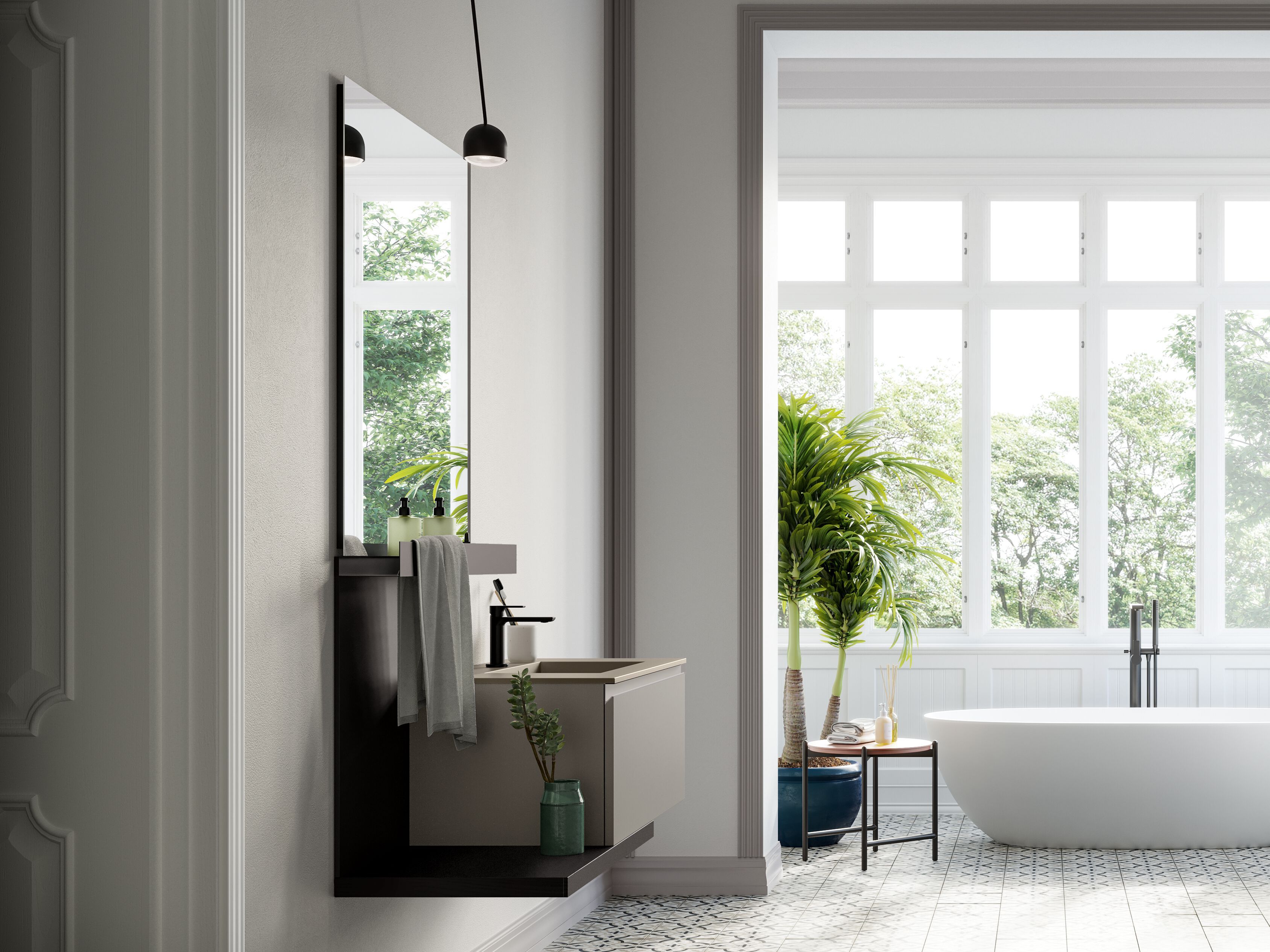 Подвесной шкаф для умывальника с выдвижным ящиком и зеркалом Birex Lapis ARCH-00010420