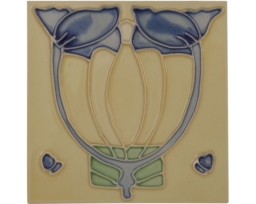 LGC089 Набор из 10 синих цветов на кремовой плитке Сarronheating  - Вид №1