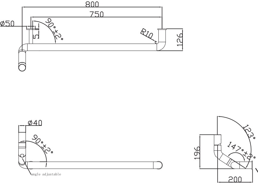 JEE-O Смеситель для умывальника из нержавеющей стали настенный Flow 500-1520/500-1570 - Вид №1