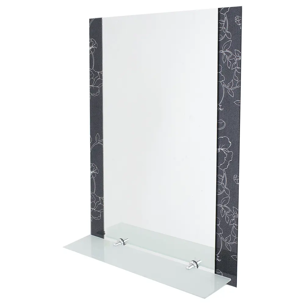 Зеркало с полкой, цветы на чёрном фоне, прямоугольное, 53х67 см Santreyd Без серии STLM-2171359