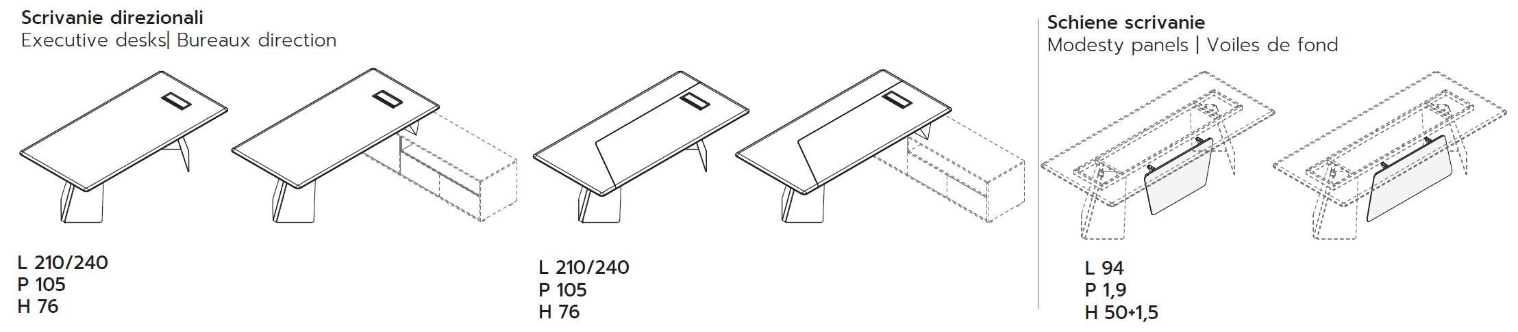 Направленный прямоугольный стол со встроенной полкой Las Mobili Monolith ARCH-00077218