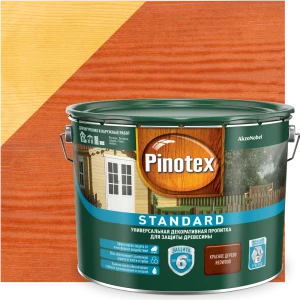 Антисептик Pinotex Standard цвет красное дерево 9 л