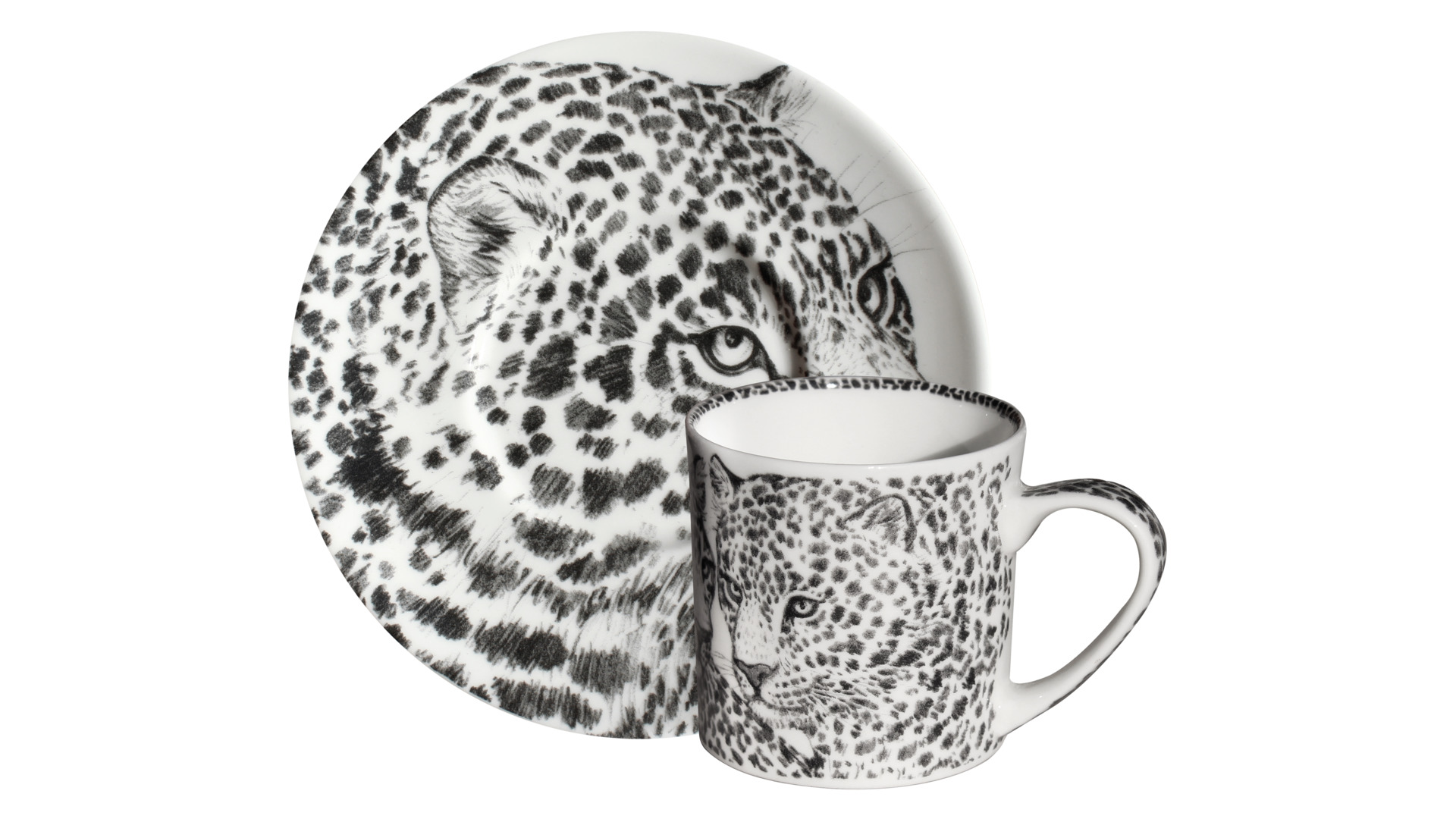 10640813 Taitu Чашка для эспрессо с блюдцем Taitu "Дикий нрав.Леопард" 100мл Фарфор костяной  - Вид №1