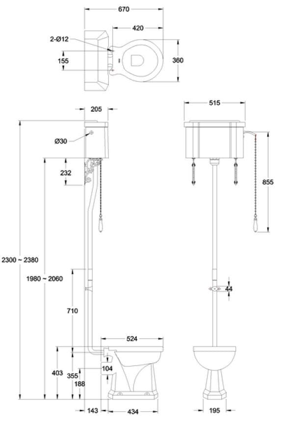 Напольный туалет с внешней кассетой Burlington На заказ ARCH-00043051 - Вид №8