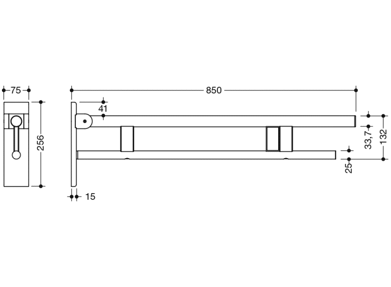900.50.18140 Опорная рейка Duo, исполнение b HEWI Stützen  - Вид №1